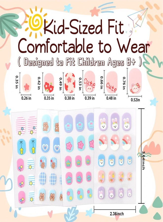 SIUSIO 15 Sheets Kids Nail Stickers, Self-Adhesive Nail Art Decals Rainbow Bow Cherry Manicure Decoration Set for Girls 8+ DIY Nail Art Supplies Birthday Gift - Colorful Paradise - Image 4